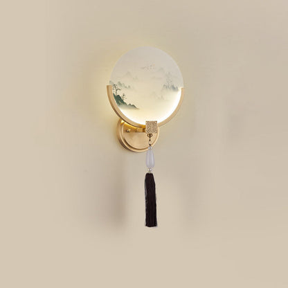 Traditional Chinese All-Copper Glass LED Wall Sconce Lamp