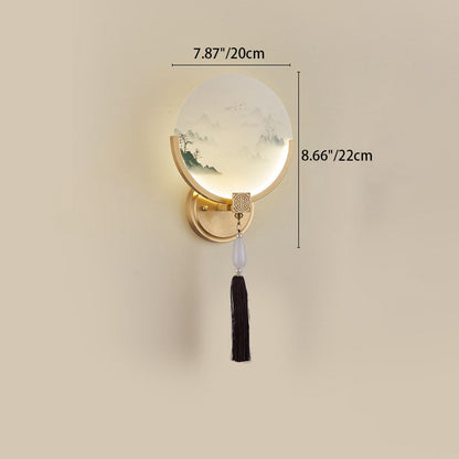 Traditional Chinese All-Copper Glass LED Wall Sconce Lamp