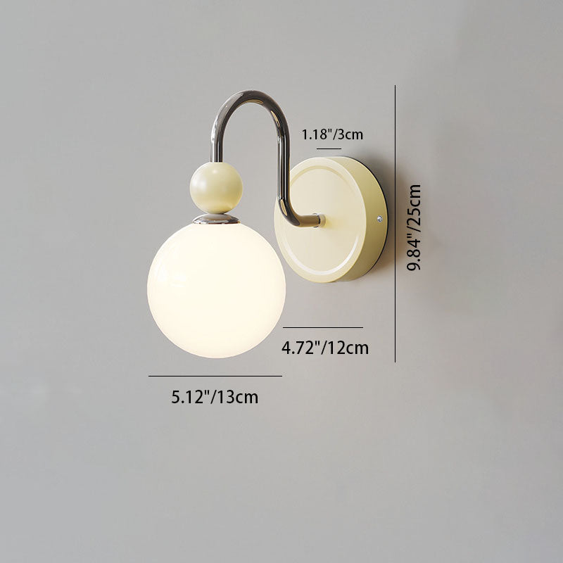 French Round Ball Iron Glass 1-Light Wall Sconce Lamp