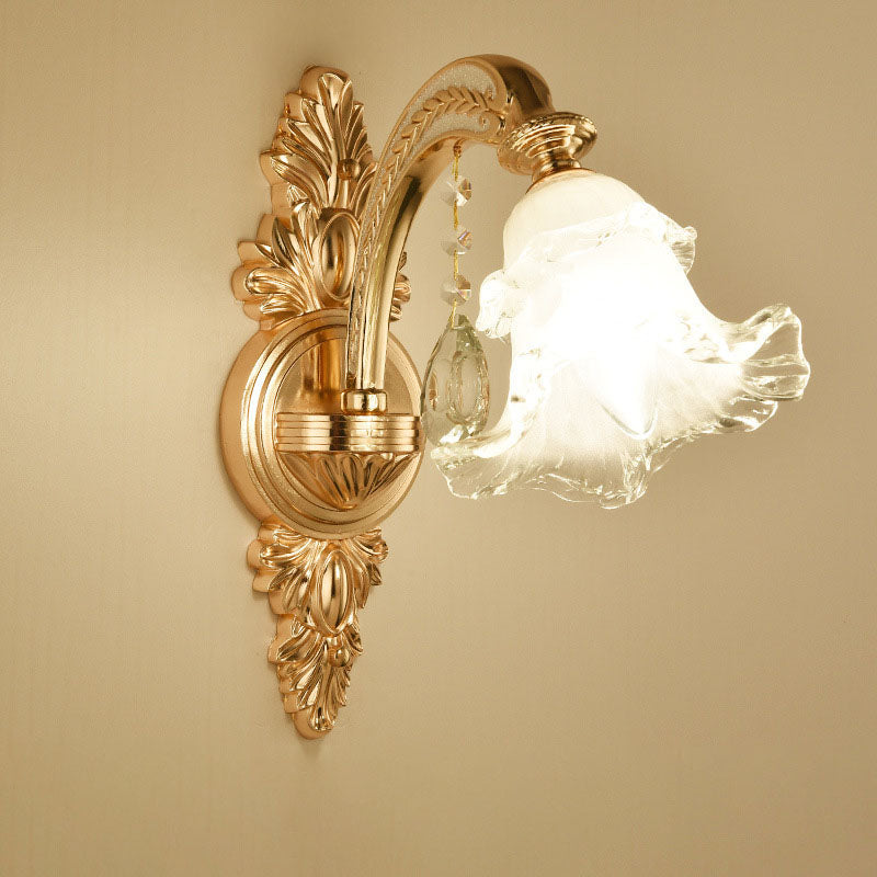 Floral Alloy Ceramic Glass 1/2 Light Wall Sconce Lamp