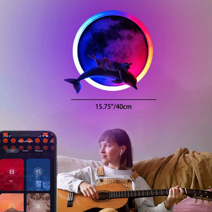 Round Round Moon Dolphins Astronauts LED Wall Sconce Lamp