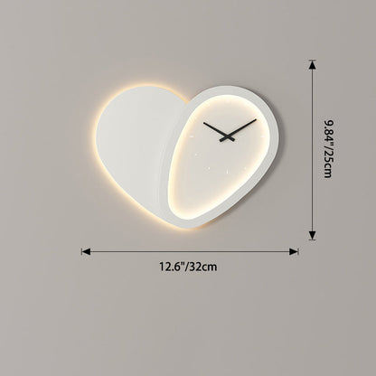 Round Clock Heart Iron Acrylic LED Wall Sconce Lamp
