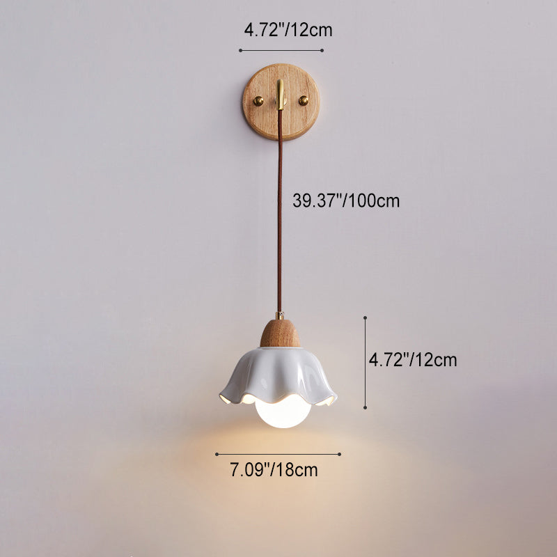 Cylinder Cone Solid Wood Glass 1-Light Wall Sconce Lamp