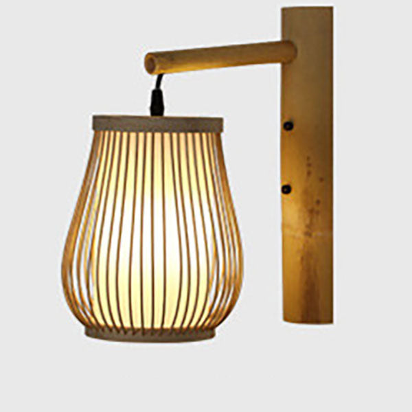 Chinese Weaving Bamboo Cage Shape 1-Light Wall Sconce Lamp