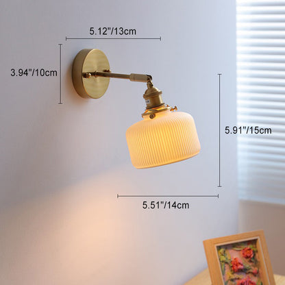Japanese Semicircular Strip Ball 1-Light Wall Sconce Lamp