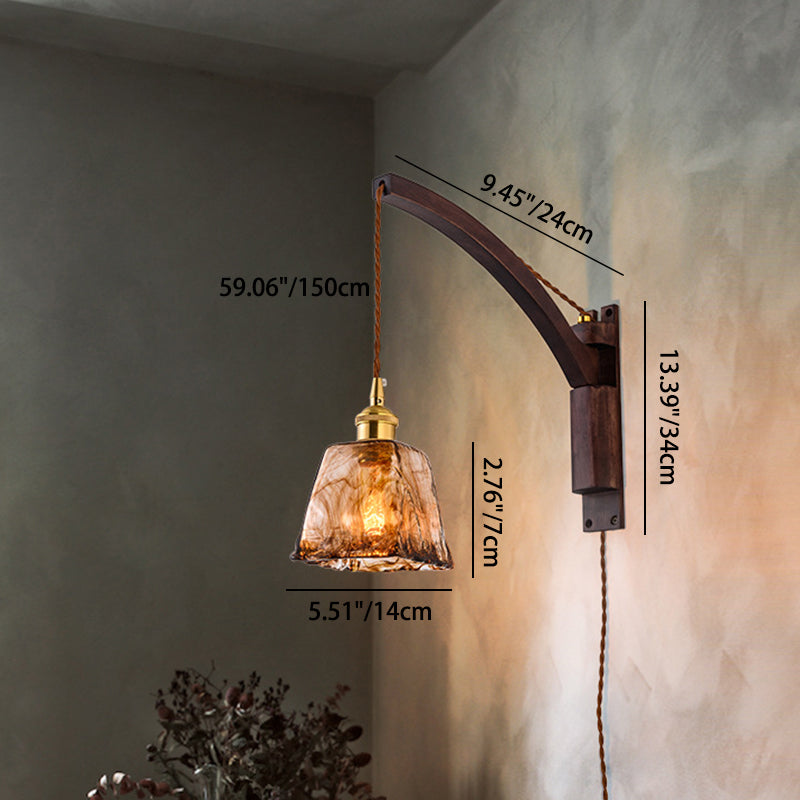 Japanese Glass Ceramic Conic Prism 1-Light Wall Sconce Lamp