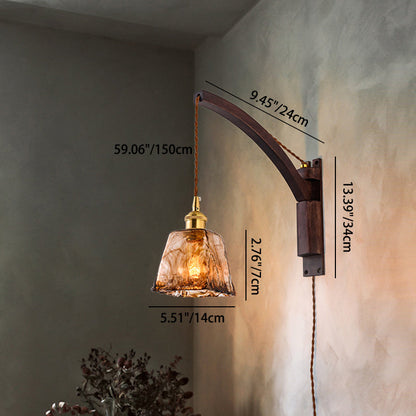 Japanese Glass Ceramic Conic Prism 1-Light Wall Sconce Lamp