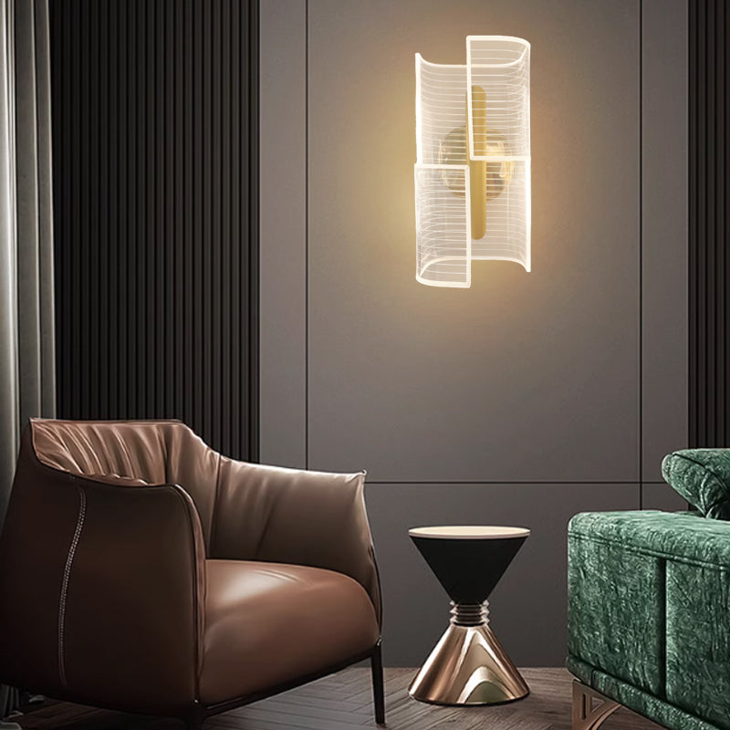 Iron Column Cut Lozenge Line LED Wall Sconce Lamp