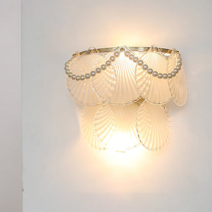 Gold Pearl Water Grain Glass Sheet 2-Light Wall Sconce Lamp