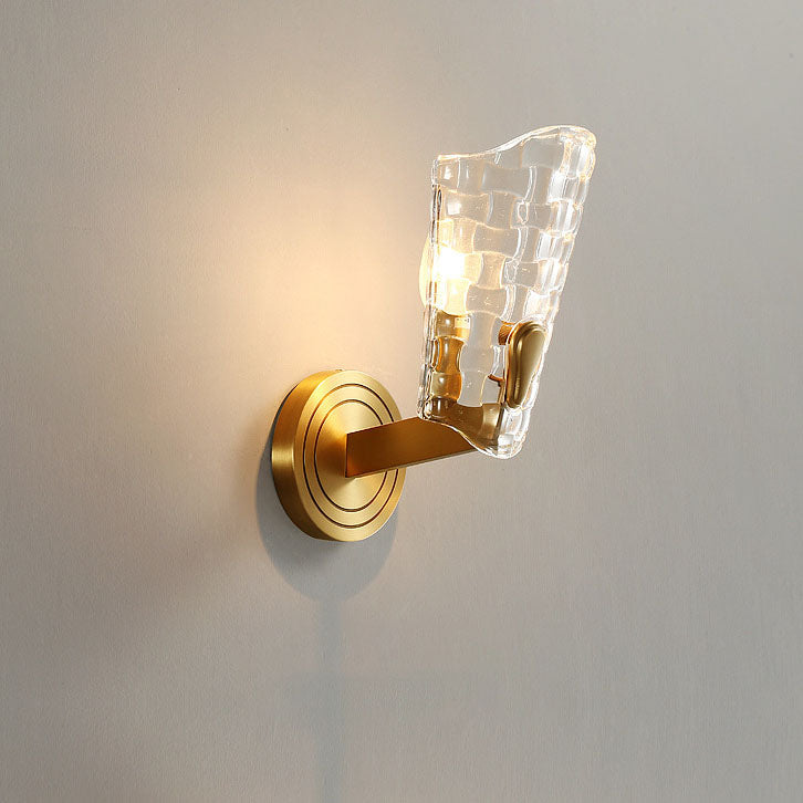 Light Luxury All Brass Glass 1/2-Light Wall Sconce Lamp
