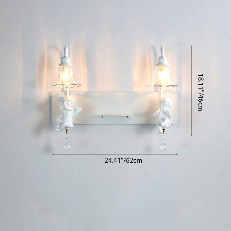 Creative Angel Petal Resin Glass 1/2 Light Wall Sconce Lamp