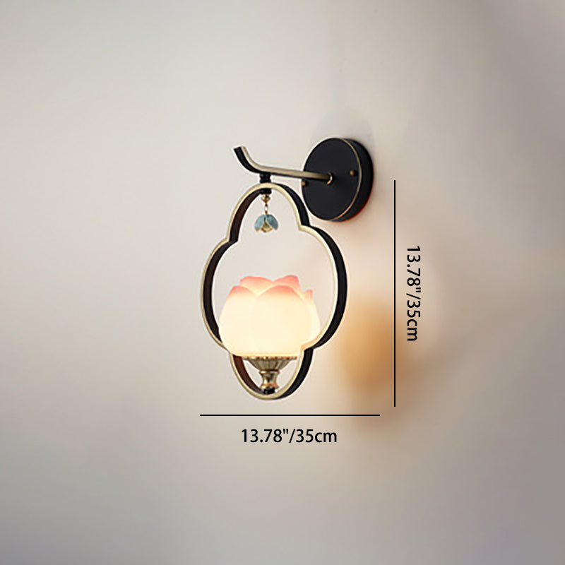 Chinese Elliptical Irregular Shape 1-Light Wall Sconce Lamp