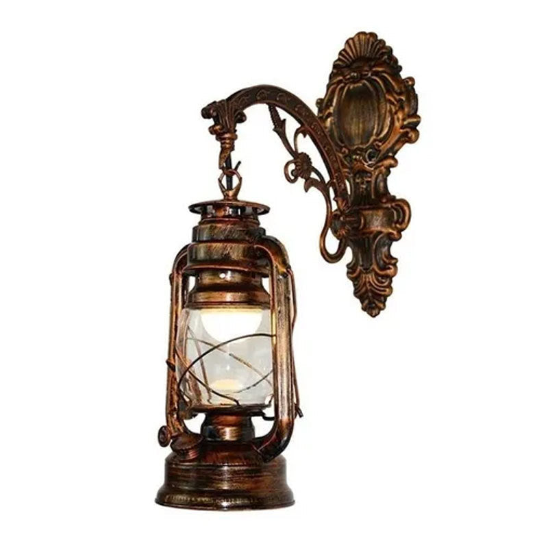 Iron Kerosene Lantern Mermaid 1-Light Wall Sconce Lamp
