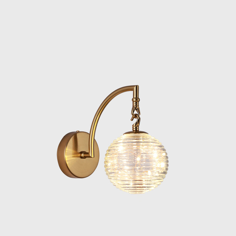 Round Ball Antler Iron Glass LED Wall Sconce Lamp