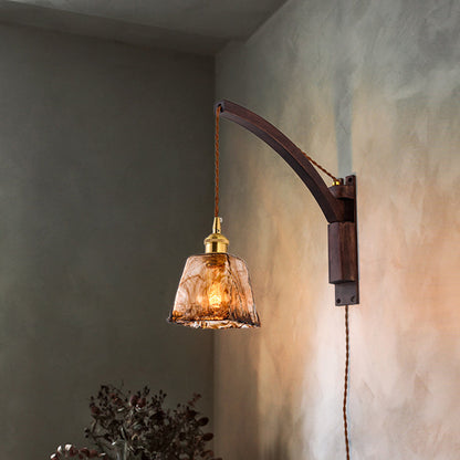 Japanese Glass Ceramic Conic Prism 1-Light Wall Sconce Lamp