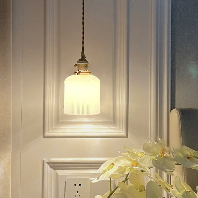 Round Cylinder Flower Brass Glass 1-Light Wall Sconce Lamp