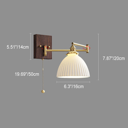 Japanese Grain Full Copper Ceramic 1-Light Wall Sconce Lamp