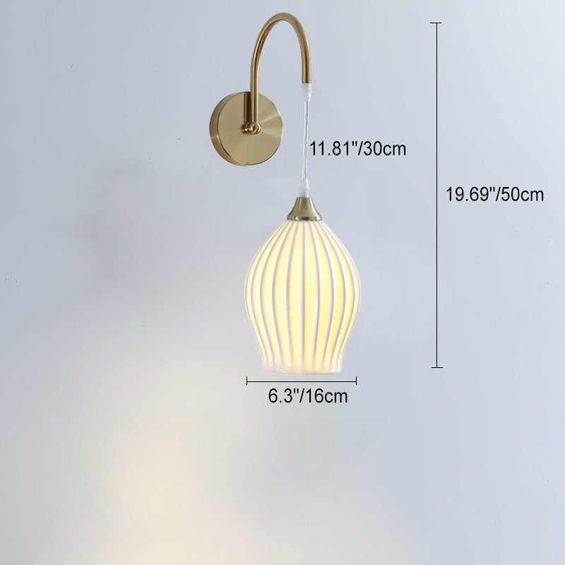 French Ball Ribbed Flower Bud 1-Light Wall Sconce Lamp