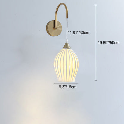 French Ball Ribbed Flower Bud 1-Light Wall Sconce Lamp