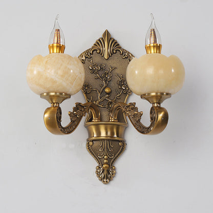 Candlestick Alloy Jade Crystal 2-Light Wall Sconce Lamp