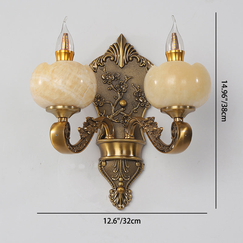 Candlestick Alloy Jade Crystal 2-Light Wall Sconce Lamp