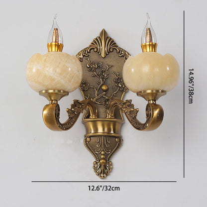 Candlestick Alloy Jade Crystal 2-Light Wall Sconce Lamp