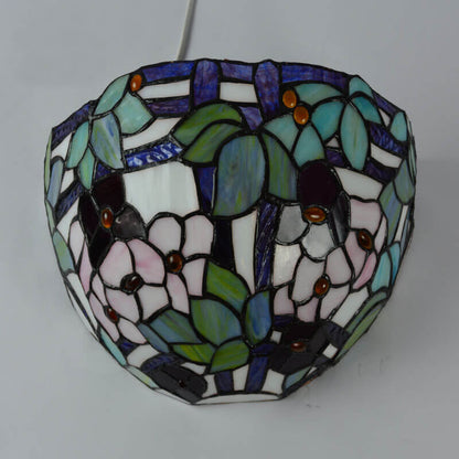 Tiffany Flower Stained Glass Bowl 1-Light Wall Sconce Lamp