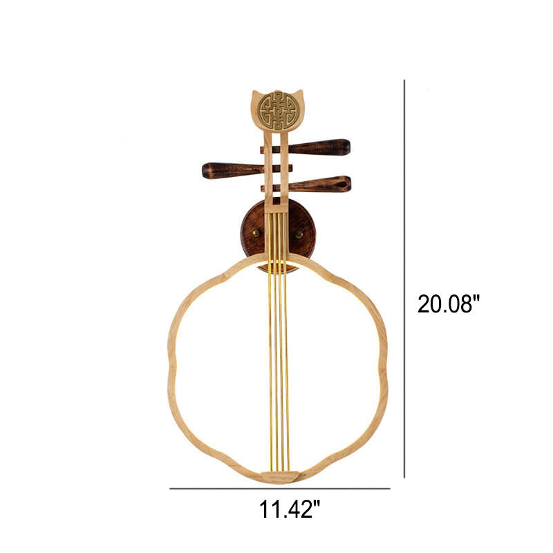 Chinese Pipa Instrument Zen Decoration LED Wall Sconce Lamp