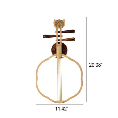 Chinese Pipa Instrument Zen Decoration LED Wall Sconce Lamp