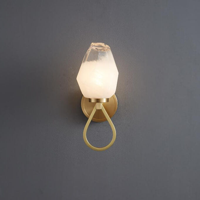 Brass Geometrical Glass Shade 1-Light Wall Sconce Lamp