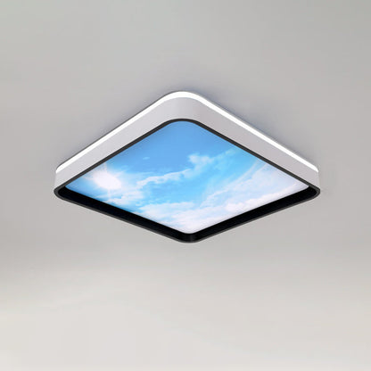 Modern Simplicity Iron Acrylic Round Square Rectangular Sunny Sky LED Flush Mount Ceiling Light For Living Room