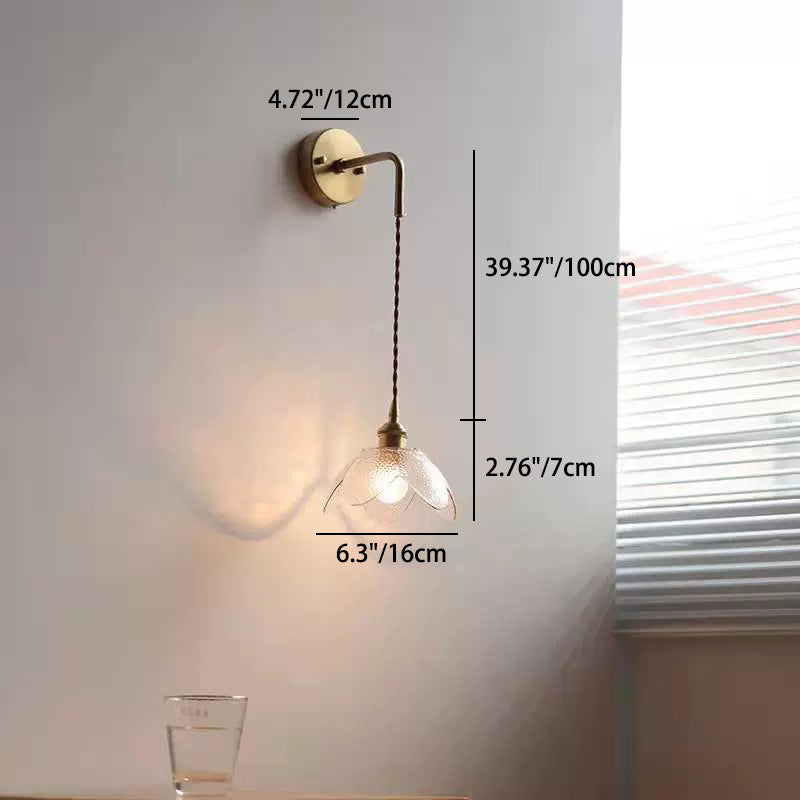 Scandinavian Copper Glass Flower 1-Light Wall Sconce Lamp
