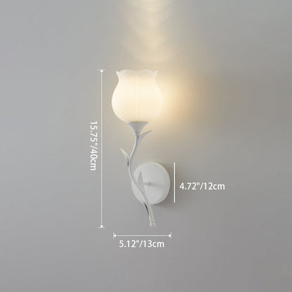 Cream Flower Iron Glass 1/2 Light Wall Sconce Lamp