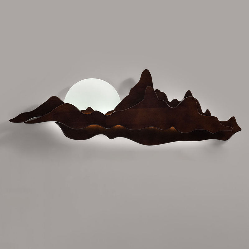 Traditional Chinese Wood Landscape LED Wall Sconce Lamp