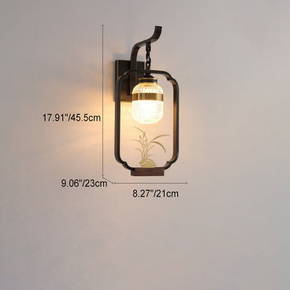 Light Plant Copper Crystal Glass 1-Light Wall Sconce Lamp