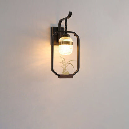 Light Plant Copper Crystal Glass 1-Light Wall Sconce Lamp