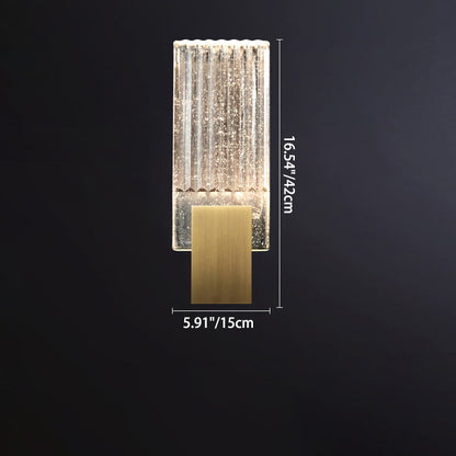 Minimalist Rectangular Copper Crystal LED Wall Sconce Lamp