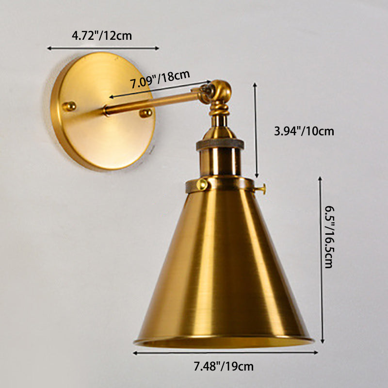 Retro Iron Cylinder Cone 1-Light Wall Sconce Lamp