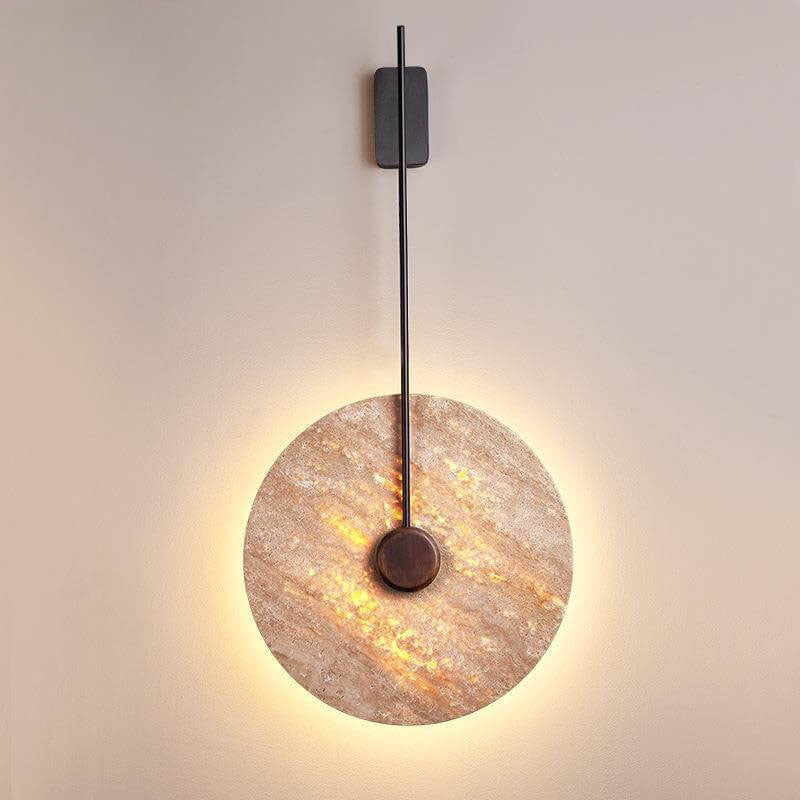 Scandinavian Iron Yellow Travertine LED Wall Sconce Lamp