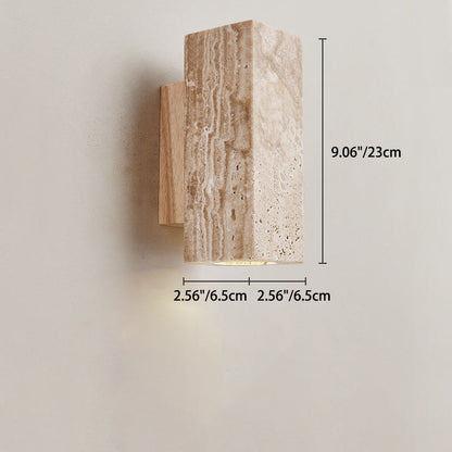 Japanese Wood Cubic Cylinder 1-Light Wall Sconce Lamp