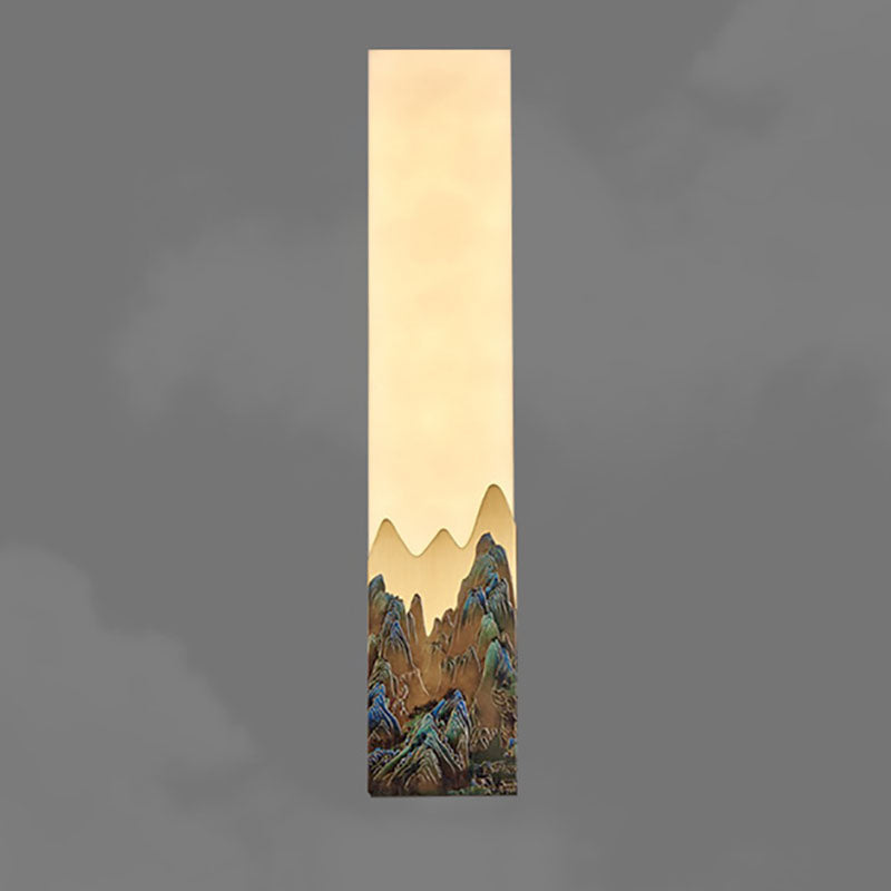 Chinese Marble All-Copper Rectangular LED Wall Sconce Lamp