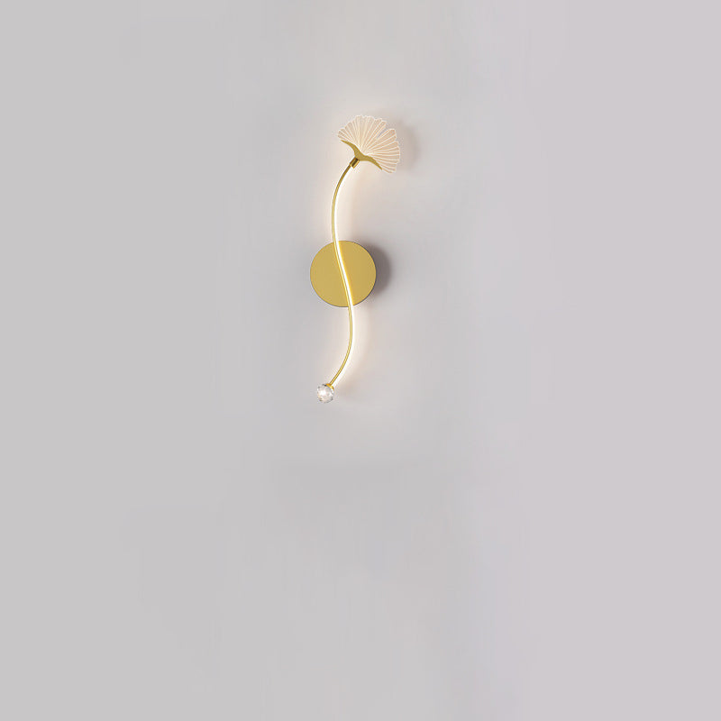 Iron Aluminum Acrylic Line Ginkgo Leaf LED Wall Sconce Lamp