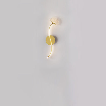 Iron Aluminum Acrylic Line Ginkgo Leaf LED Wall Sconce Lamp