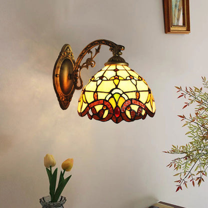 Tiffany Mermaid Base Iron Glass 1-Light Wall Sconce Lamp