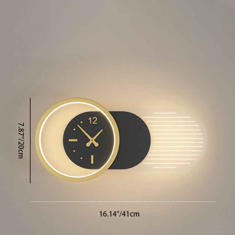 Nordic Iron Acrylic Clock Design LED Wall Sconce Lamp