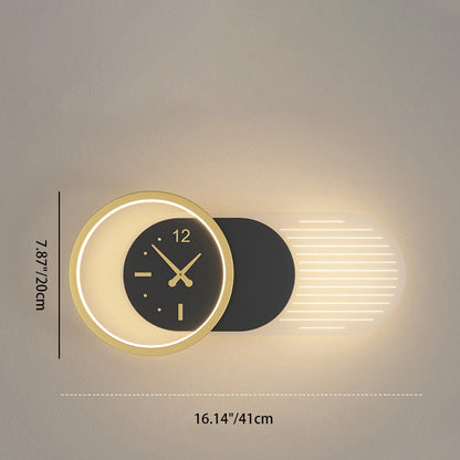 Nordic Iron Acrylic Clock Design LED Wall Sconce Lamp