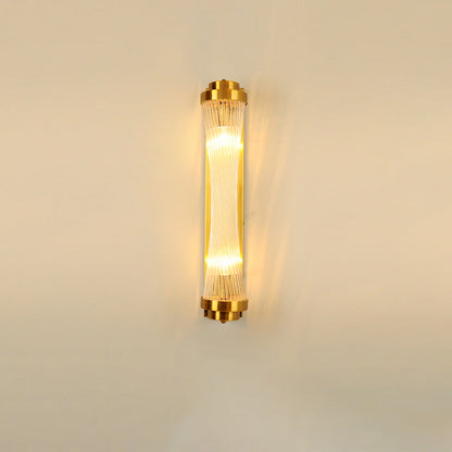 Metal Steel Crystal Column Tower 2-Light Wall Sconce Lamp