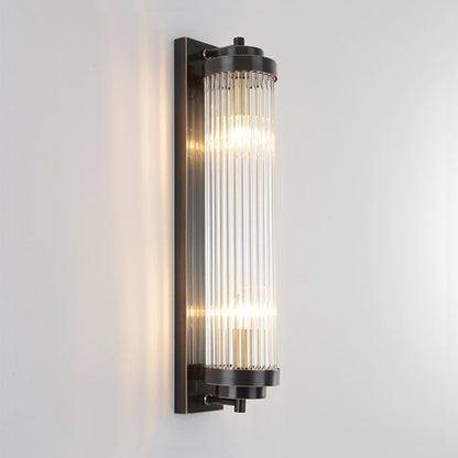 European Iron Glass Cylinder 2-Light Wall Sconce Lamp