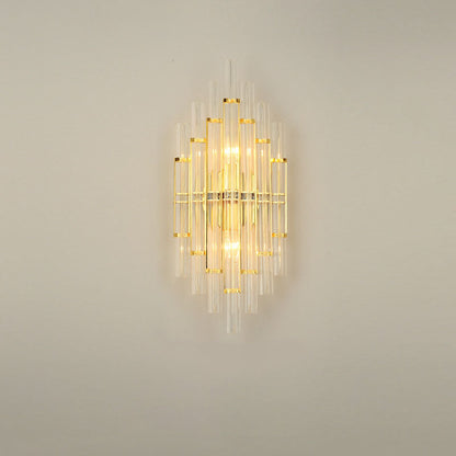Crystal Column Rechargeable 2-Light Wall Sconce Lamp