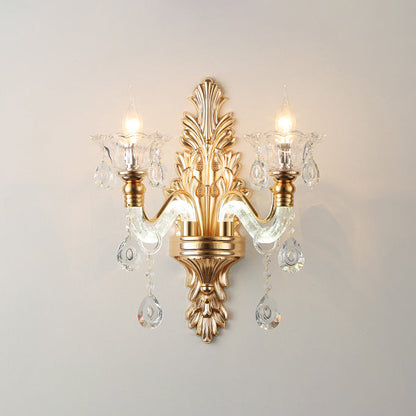Crystal Flower Candlestick 1/2-Light Wall Sconce Lamp